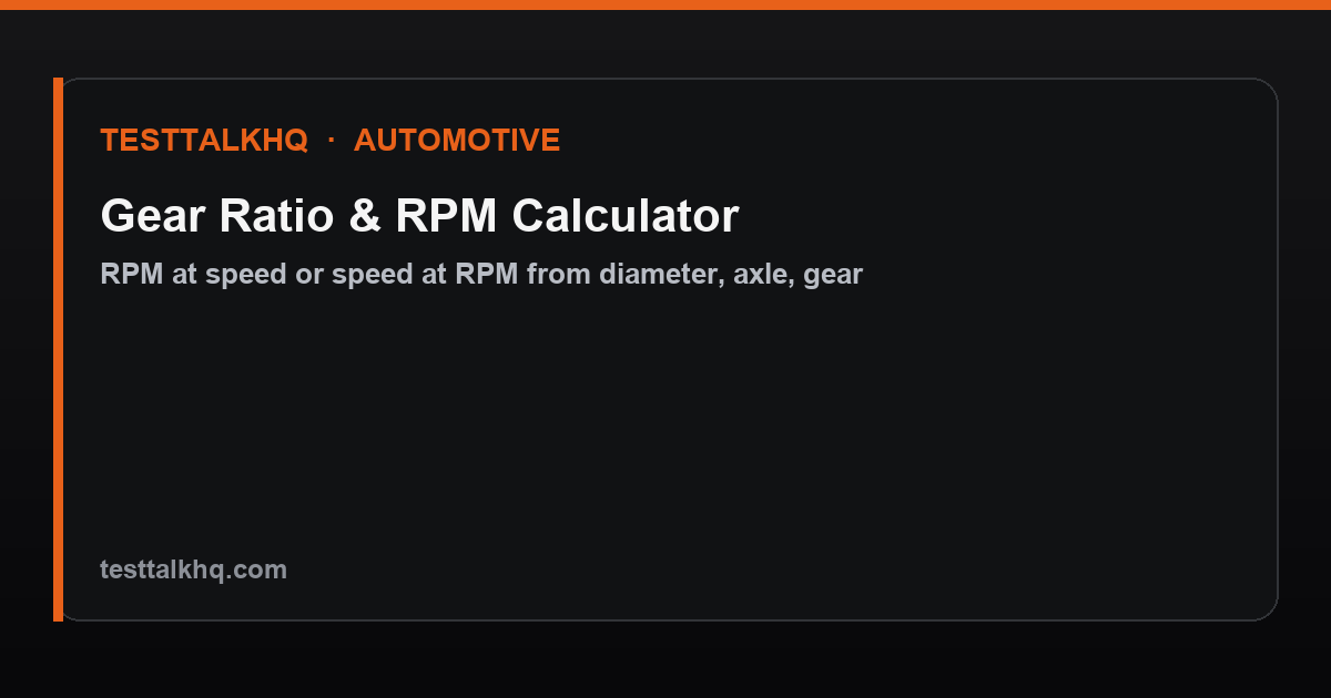Gear ratio and RPM calculator