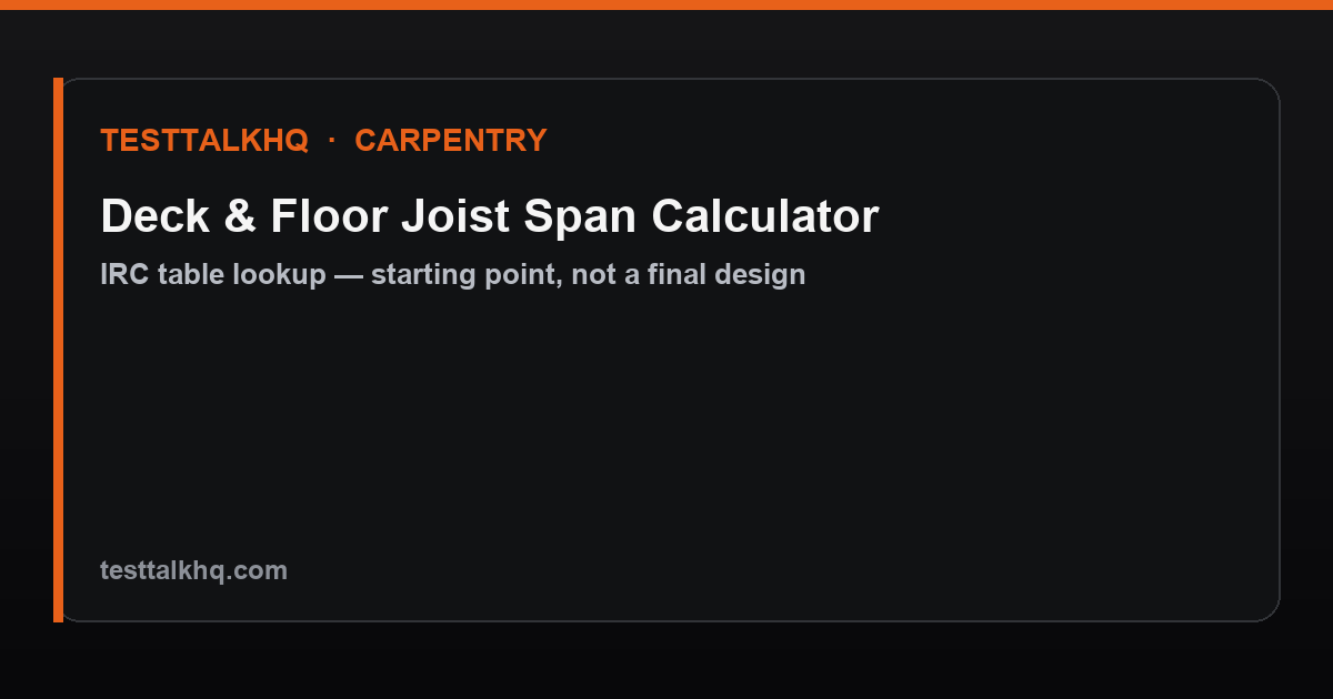 Joist span calculator