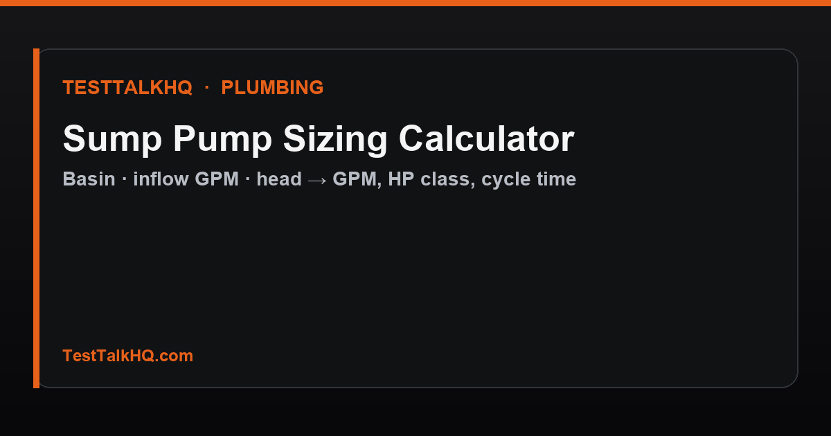 Sump pump sizing calculator