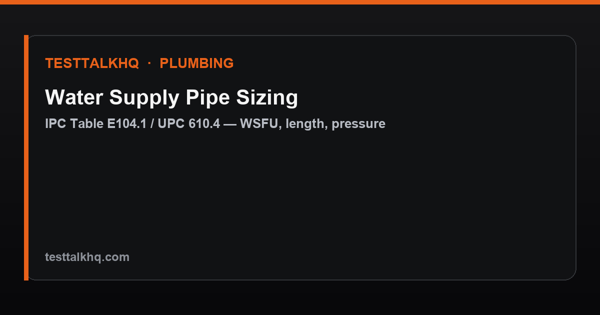 Water supply pipe sizing calculator